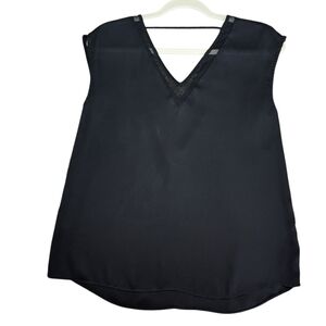 Express Black Sleeveless Sheer V-Neck Blouse Women's X-Small